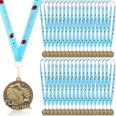 Imagem de Loetere 12 peças de medalhas de prêmio de futebol americano ouro 5.1 cm troféu de prêmios esportivos com fita de pescoço Prêmios de torcida Prêmios em massa presentes para participação em prêmios de