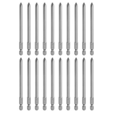 Imagem de HARFINGTON 20 peças de chave de fenda Phillips número 2 PH2 haste sextavada de 1/10.2 cm (100 mm) de comprimento magnético S2 aço industrial broca elétrica cabeça cruzada broca elétrica haste de 0,24