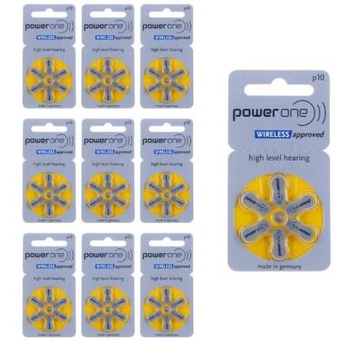 Imagem de 60 Pilhas/Baterias aparelhos auditivos Power One 10 SELO Amarelo