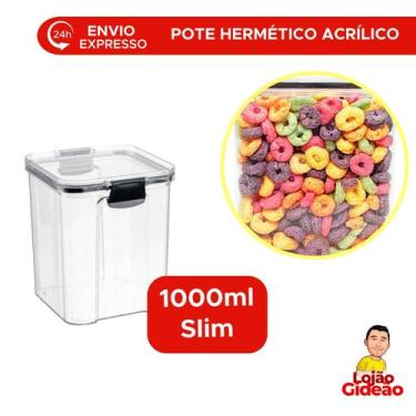 Imagem de Pote Hermetico Organizador Slim Em Acrilico 1000ml - Plasnorthon