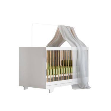 Imagem de Berço Mini Cama com Suporte Mosquiteiro Tigus Flocos 100% em MDF Branco