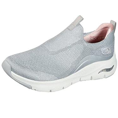 Imagem de Skechers T nis feminino Arch Fit Keep It Up, Cinza claro - rosa, 7.5