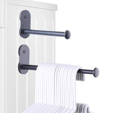 Imagem de Suporte de cabide magnético extensível para lavanderia, cabide de roupas Orangizer Rack para lado da lavadora ou secadora, armazenamento de lavanderia que economiza espaço, preto pacote com 2