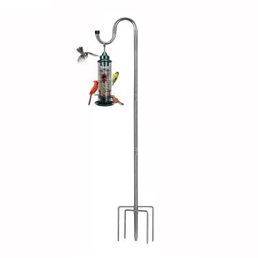 Imagem de FLY HAWK Gancho de pastores, para alimentador de pássaros, 117 cm, 1,5 cm de largura, resistente, ajustável, para uso externo, com base de 5 garras para lanternas, pendurar para decoração de casamentos (116,8 cm 1 pacote)