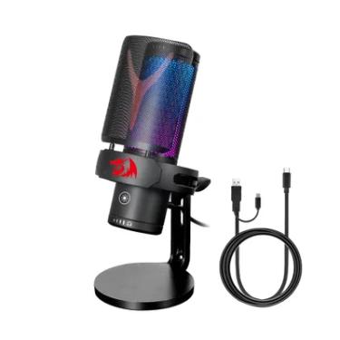 Imagem de Microfone Gamer Redragon Fenris RGB Preto Condensador Com Shock Mount Gm301