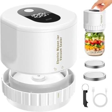 Imagem de Máquina de selagem de potes de vidro totalmente automática, pequena máquina de conservação de alimentos frescos, seladora a vácuo, máquina de selagem elétrica (Branco)