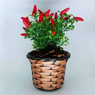 Imagem de Vaso Trançado com Galhos de Pimenteira Artificial - Decor Artificial