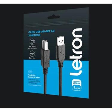 Imagem de Cabo de impressora USB 2.0 AM+BM 3M - NoBrand