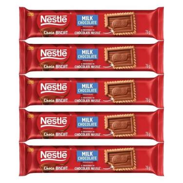 Imagem de 5 Pacotes Biscoito Nestlé Choco Biscuit Milk Chocolate 78g