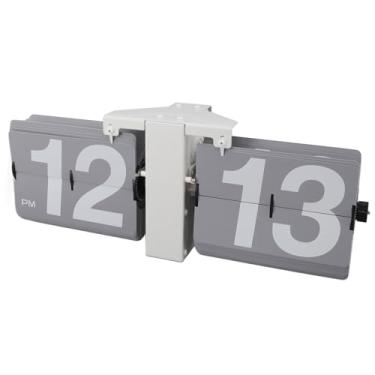 Imagem de WALFRONT Deslocamento Digital Relógio Relógio Retro Para Estudo Sala de Estudo Sala de Aço Interior Parede Pendurada 12h (Suporte branco e flip cinza)