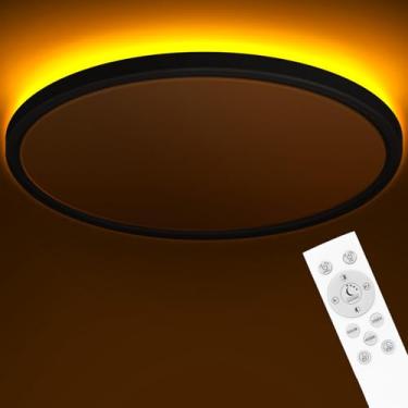 Imagem de zemty Luz de teto LED de 23 polegadas com luz noturna 1800K, 50W 5000lm 3000K/4000K/6500K luminárias reguláveis com controle remoto, lâmpada de teto de perfil baixo para quarto, sala de estar