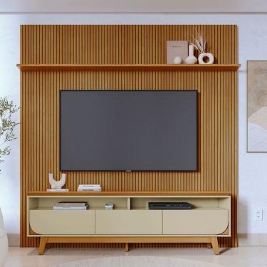 Imagem de Rack com Painel Frisado para TV até 75 Polegadas 3 Gavetas com Pés Luna Madetec