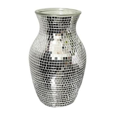 Imagem de Ioensy Vaso de discoteca espelhado, ornamento para plantador de discoteca, recipiente floral, arranjos florais para entrada de escritório, casamento,