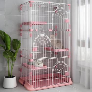 Imagem de Hamiledyi Gaiola interna para gatos de 152 cm, extra grande, com 3 plataformas e 1 escada de rampa, cercadinho de metal para gatos com 3 portas, compartimentos externos para gatos, gaiola para gatos