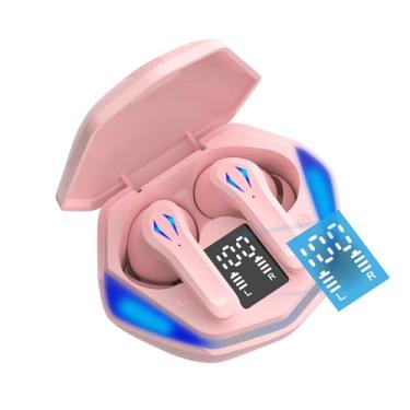 Imagem de H'MASTON Fone de Ouvido Bluetooth Fone Sem Fio Gamer Esportivo com Microfone Cancelamento de Ruido Ativo Tela LED RS-29 (ROSA)