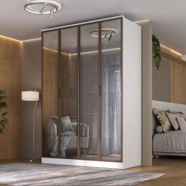 Imagem de Guarda Roupa 1,60m c/ 4 Portas Reflecta e LED 100% MDF - Mambel Q, Bra