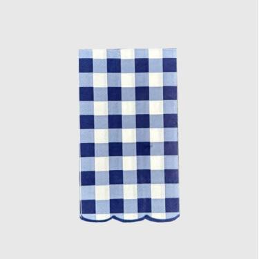 Imagem de Coterie Toalhas de hóspedes azul-marinho guingão (20 por pacote) – Guardanapos de papel descartáveis macios com design xadrez clássico para chuveiros, casamentos, brunches e hospedagem diária |