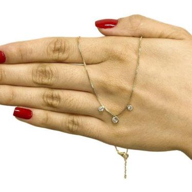 Imagem de Colar Corrente Cordao Ponto De Luz Triplo Folheada Ouro 18k - Papillon