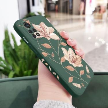 Imagem de Capa de celular com estampa de flores para Xiaomi Redmi Note 14, 13, 12, 12S, 11, 11S, 10, 10A, 10T, 10S, 9T, 9, 8, 7 Pro Plus, 10C, 4G e 5G, verde escuro, para Note 14Pro 5G