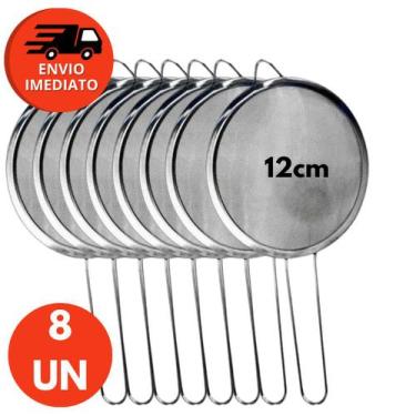 Imagem de Conjunto Peneira 12cm Aço Inox Utensílio Para Cozinha Polvilhar Peneir
