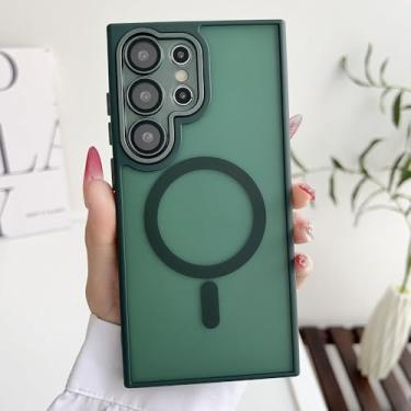 Imagem de Capa protetora rígida de metal com lente translúcida fosca para Samsung S25 Edge S24 S23 S22 Plus Ultra FE A56 A36 A26, verde escuro, para A36