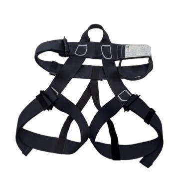 Imagem de UGPLM Arnês de escalada, equipamento de escalada, dispositivo de rapel, arnês prático de, suporte de cintura para aventuras ao ar livre, Preto
