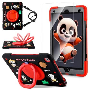 Imagem de Capa para iPad 9ª/8ª/7ª geração, linda capa 3D com design de panda guerreiro com protetor de tela, capa protetora robusta com suporte/alça/compartimento para caneta para iPad 10.2 crianças