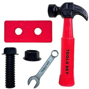 Imagem de Kit 5 Ferramentas Brinquedo Infantil Menino Martelo Barato