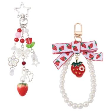 Imagem de FASHEWELRY 2 peças de chaveiro fofo para mulheres, berloques de bolsa de plástico com fechos de estrela de liga, chaveiros de flor de estrela, chaveiros, acessórios para bolsa, berloques, carteira