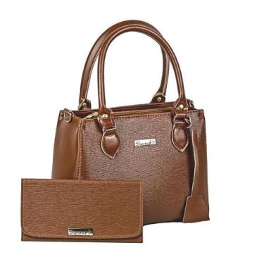 Imagem de Bolsa Feminina Transversal com Alça Mão + Carteira Caramelo - Shamrock
