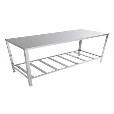 Imagem de Mesa Inox Paneleiro 90cm Industrial Prateleira Panelas - Dos Hermanos