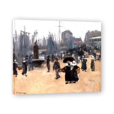 Imagem de A Wet Day John Lavery Irish Realist Portrait & War Scenes Impressão em tela – Arte de parede vintage para casa emoldurada 30 x 36 cm