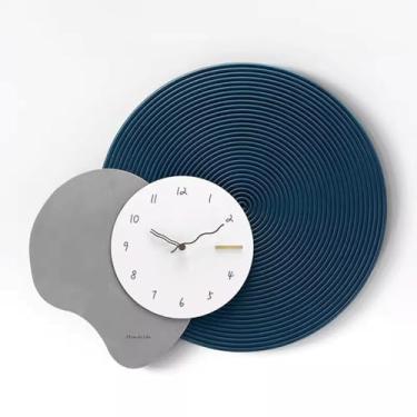 Imagem de Relógio de parede leve relógio de luxo, relógio, relógio de parede, sala de estar, relógio de parede para casa, decoração simples e elegante, relógio de parede decorativo (azul)
