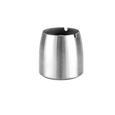 Imagem de Cinzeiros portáteis de aço inoxidável redondo prateado para decoração de mesa de hotel, escritório, quarto, conjuntos de cinzeiros (pequeno)