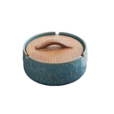 Imagem de Cinzeiros portáteis com tampa portátil para ambientes internos e externos, cinzeiro de cerâmica embutido em 3 canelas para fumar, decoração de cinzeiros para casa, mesa de escritório, conjuntos de