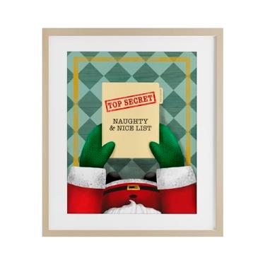 Imagem de Stupell Industries Impressão emoldurada de bétula Top Secret Santa List Design sob vidro por Jilly Jack Designs, 40 x 33