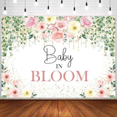 Imagem de Withu Pano de fundo de bebê em flor para meninas, floral, rosa, rosa, folhas verdes, decoração de festa de chá de bebê, faixa, natureza, recém-nascido, gênero, revelação, fundo fotográfico, 2,1 x 1,5