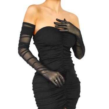 Imagem de Luvas femininas sexy de tule de malha transparente XXDingbs, super lon