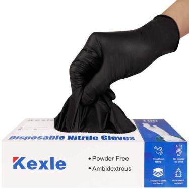 Imagem de Luvas descartáveis Keoely Black Nitrile, pacote com 100 unidades, sem 