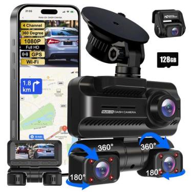 Imagem de Câmera de carro Dash Cam ZYEIPO de 4 canais 360 4K Full HD+128 GB