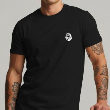 Imagem de Camiseta Masculina Leão Minimalista Coroa  Estilo Streetwear Casual 10