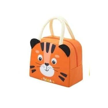 Imagem de Lancheira Térmica Infantil 3D, Bolsa Escolar com Alça, Design de Animais (Tigre, Pinguim, Unicórnio, Dinossauro), Porta lanche. (laranja (tigre))