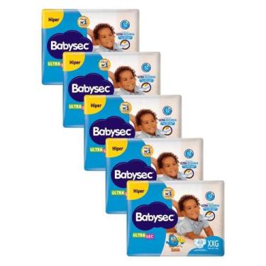 Imagem de Kit 5 Fraldas Babysec Ultrasec Hiper Galinha Pintadinha XXG com 48 uni