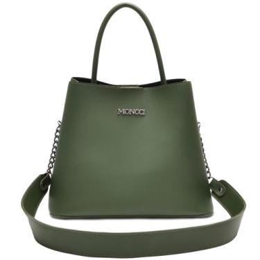 Imagem de bolsa saco tiracolo alça corrente feminina moncci, Verde militar