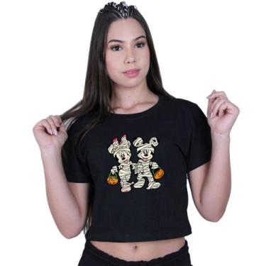 Imagem de Blusinha Cropped Algodão Mickey Minnie Halloween - Lafre, Preto, P