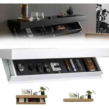 Imagem de Prateleira Com Compartimento Secreto, Prateleira Escondida Como Cofre Para A Sala De Estar Ou Escritório, Solução De Armazenamento De Parede, Placa De Parede Com Compartime, Black, One Size