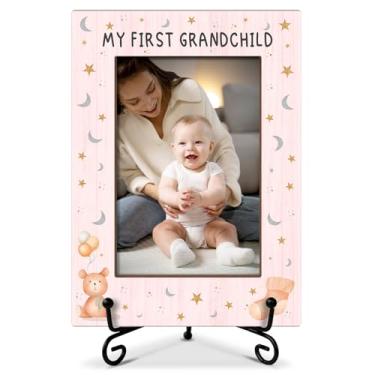 Imagem de Porta-retrato My First Grandchild, porta-retratos para netos, moldura de madeira com suporte, presentes para avós pela primeira vez, porta-retratos 10 x 15 cm para exibição de prateleira de mesa