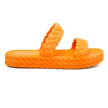 Imagem de Chinelo Papete Feminino com duas tiras trança - tipo Sandalia (Laranja, BR, Adulto, Numérico, 40)