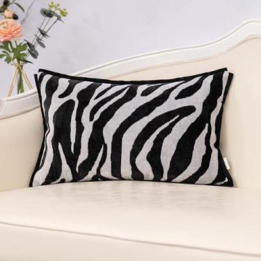 Imagem de Capa de travesseiro Yangest Black Cut Velvet Zebra Print 30x50cm