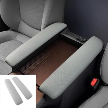Imagem de ERIDANUS Acessórios automotivos para Toyota Sienna 2023 2022 2021 capa de console central protetor de almofada protetor de braço caixa acessórios (cinza) couro 2 peças